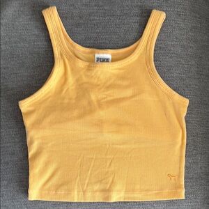 PINK Victoria's Secret Yellow Ribbed Tank Top